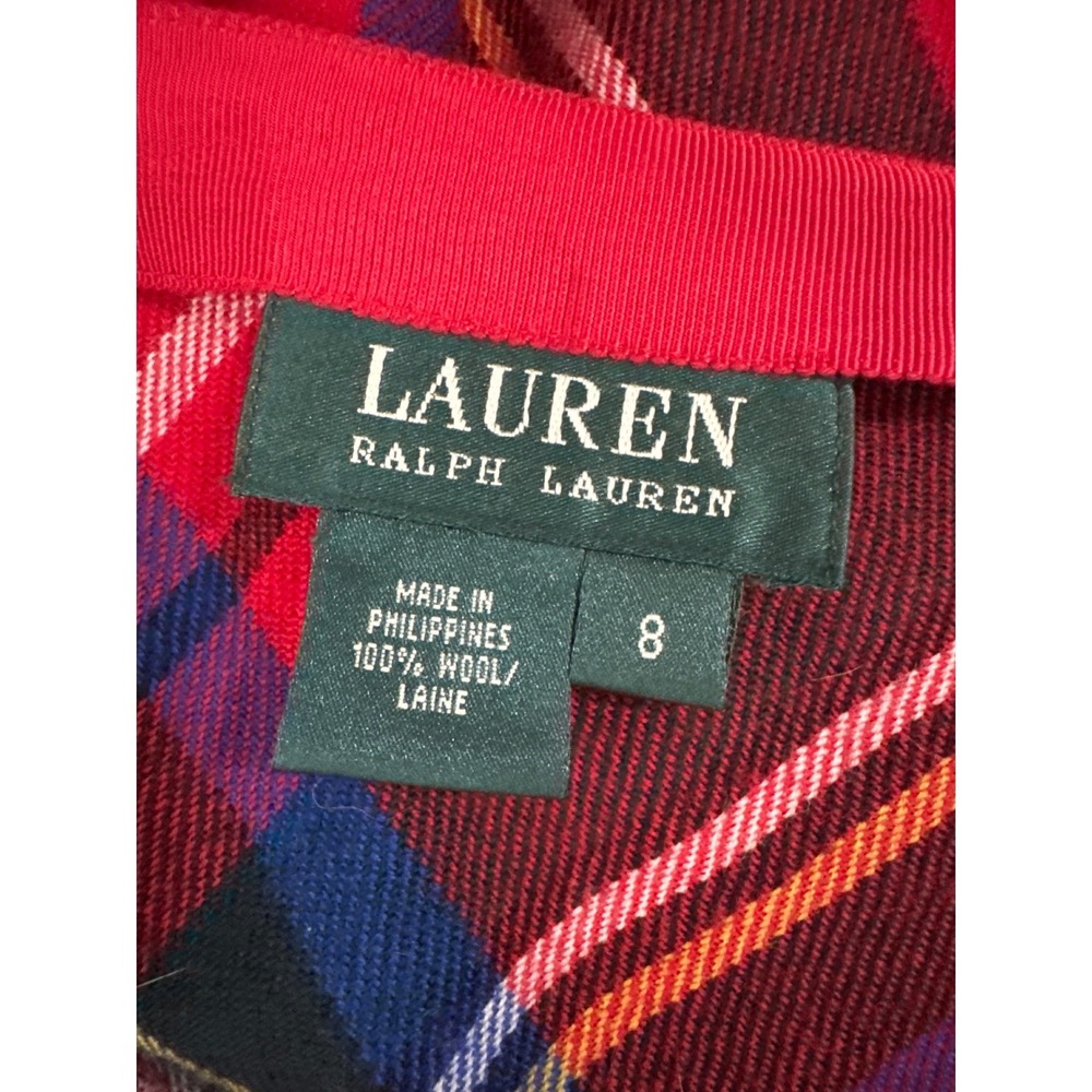 LRL Ralph Lauren Maxi Skirt Womens 8 Red Plaid 100% Wool Fringed Wrap Style - Picture 5 of 8
